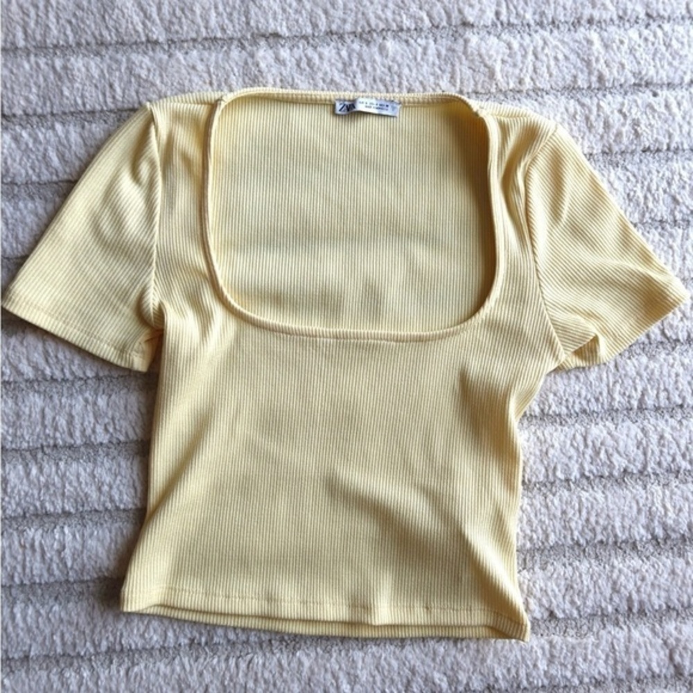 Zara Square Neckline Ribbed Top - Picture 2 of 6